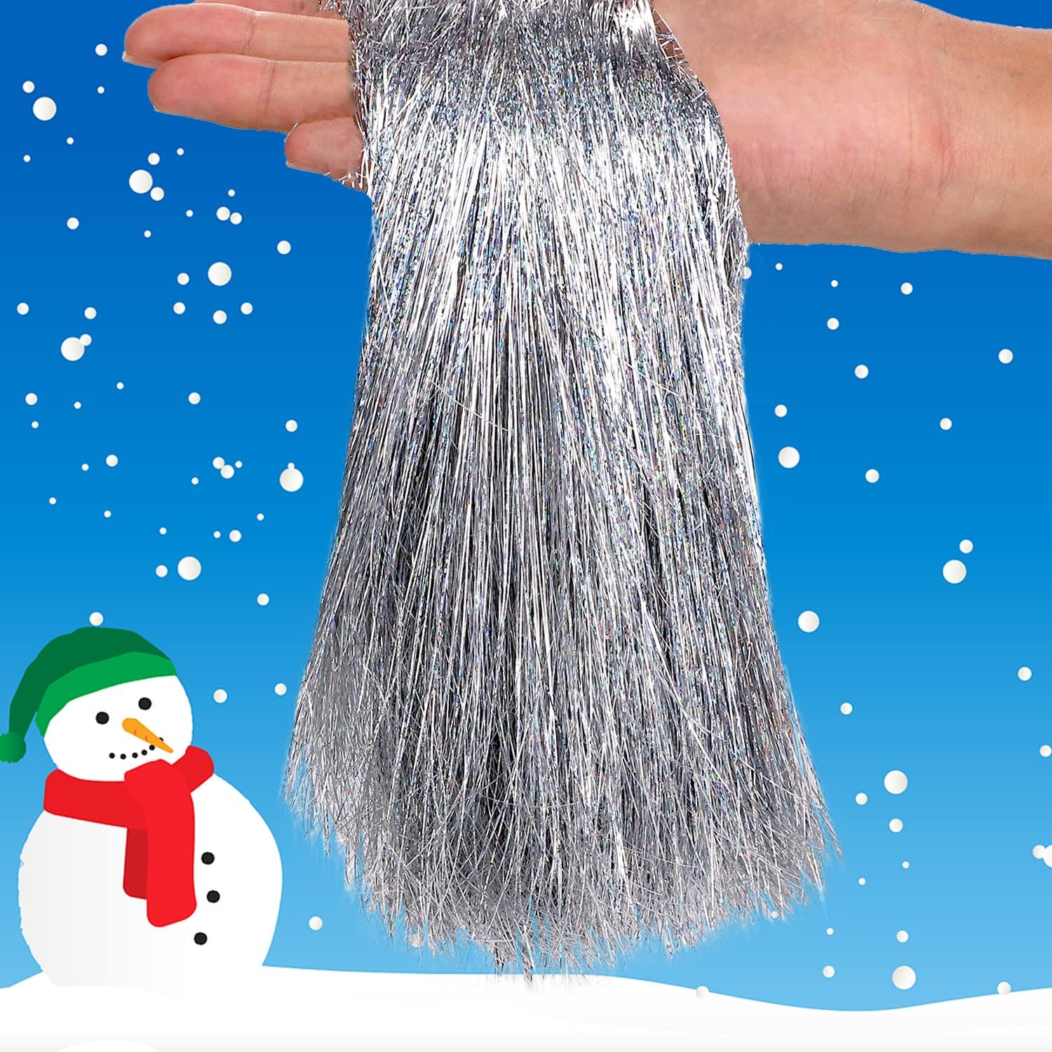Icicle Tinsel Garland Iridescent Tinsel Strands Foil Fringe Icicles for Chrismtas Tree Holiday Decoration Party Supplies (12000, Silver)