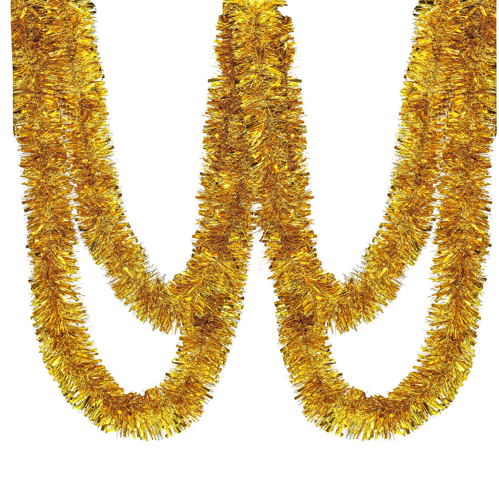 25 ft Long Roll Silver & White Tinsel Twist Garland, Shiny Metallic Foil Decorations for Halloween, Parade Floats, Christmas Eve, New Year Parties (4" x 25' roll, Silver & White)